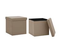 Vidaxl taburetes de almacenaje plegables 2 uds capuchino pvc