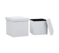 Vidaxl taburetes de almacenaje plegables 2 uds cuero sintético blanco
