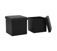 Vidaxl taburetes de almacenaje plegables 2 uds cuero sintético negro