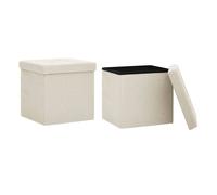Vidaxl taburetes de almacenaje plegables 2 uds lino sintético crema