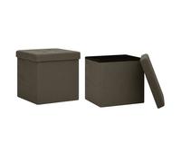 Vidaxl taburetes de almacenaje plegables 2 uds lino sintético marrón