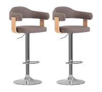Vidaxl taburetes de bar 2 unidades gris taupe madera curvada y tela