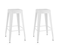 Vidaxl taburetes de bar apilables 2 unidades de metal blanco