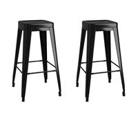 Vidaxl taburetes de bar apilables 2 unidades de metal negro