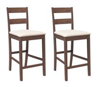 vidaXL Taburetes de Bar con Cojines 2 uds Madera Maciza marrón Caucho, Silla, Taburete de Barra de Cocina, Silla de bistró