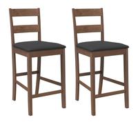 vidaXL Taburetes de Bar con Cojines 2 uds Madera Maciza marrón Caucho, Silla, Taburete de Barra de Cocina, Silla de bistró