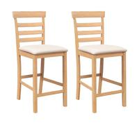 Vidaxl taburetes de bar con cojines 2 uds madera maciza natural caucho