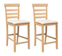 Vidaxl taburetes de bar con cojines 2 uds madera maciza natural caucho
