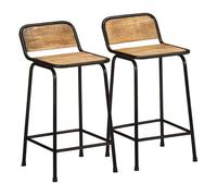 Vidaxl taburetes de barra 2 uds 46x35,5x80 cm madera maciza de mango