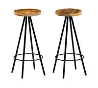 Vidaxl taburetes de barra de cocina 2 unidades madera maciza de mango