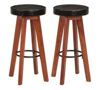 Vidaxl taburetes de cocina 2 uds cuero auténtico madera maciza acacia