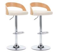 vidaXL 2X Taburetes de Cocina Cuero Sintético Madera Curvada Mobiliario Resistentes Duraderos Prácticos Cómodos Elegantes Útiles Funcionales Crema