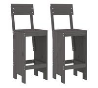Vidaxl taburetes de cocina 2 uds madera de pino gris 40x48,5x115,5 cm