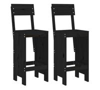 Vidaxl taburetes de cocina 2 uds madera de pino negro 40x48,5x115,5 cm