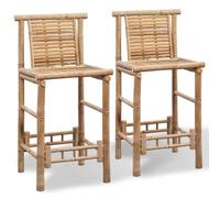vidaXL 2X Taburetes de Bar con Respaldo Bambú Marrón Sillas Altas Barra Cocina