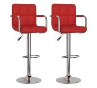 Vidaxl taburetes de cocina 2 unidades cuero sintético rojo vino tinto