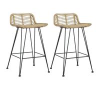 vidaXL 2X Taburetes de Cocina Ratán Mobiliario Decoración Casa Hogar Duraderos Robustos Resistentes Prácticos Funcionales Elegantes Modernos Natural