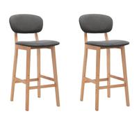 vidaXL Taburetes de cocina 2 unidades Asiento con reposapiés y respaldo Tela gris oscuro