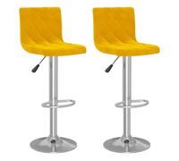 vidaXL 2X Taburetes de Cocina Casa Bistró Pub Restaurante Mostrador Asiento Reposapiés Silla Alta de Bar Moderno Ajustable Terciopelo Amarillo Mostaza