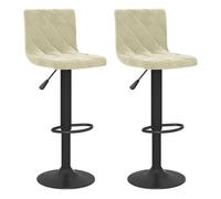 vidaXL 2X Taburetes de Cocina Casa Bistró Pub Restaurante Mostrador Asiento Reposapiés Silla Alta de Bar Moderno Ajustable Terciopelo Crema