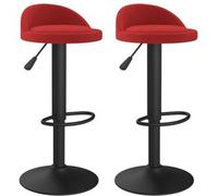 vidaXL 2X Taburetes de Cocina Casa Bistró Pub Restaurante Mostrador Asiento Reposapiés Silla Alta de Bar Moderno Ajustable Terciopelo Rojo Vino Tinto