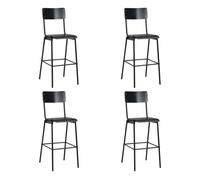 Vidaxl taburetes de cocina 4 uds madera contrachapada y acero negro