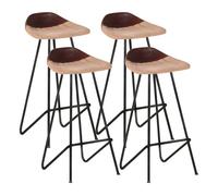 Vidaxl taburetes de cocina 4 unidades cuero auténtico marrón
