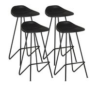 Vidaxl taburetes de cocina 4 unidades cuero auténtico negro