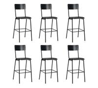 Vidaxl taburetes de cocina 6 uds madera contrachapada y acero negro