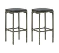 Vidaxl taburetes de cocina con cojines 2 uds ratán sintético gris