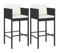 vidaXL Taburetes de Cocina con Cojines 2 uds ratán sintético Negro, Silla de Bar, Taburete de mostrador, Taburete de Bar, sillas de Bar