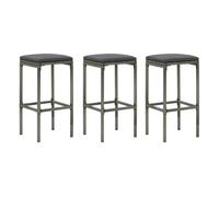 Vidaxl taburetes de cocina con cojines 3 uds ratán sintético gris