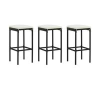 Vidaxl taburetes de cocina con cojines 3 uds ratán sintético negro