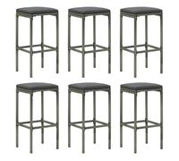 Vidaxl taburetes de cocina con cojines 6 unidades ratán sintético gris