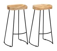 vidaXL 2X Taburetes de Bar Gavin Mobiliario Decoración Pub Sillas Altas Diseño Elegante Sencillo Resistentes 45x40x78cm Madera Maciza de Mango