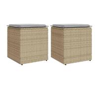 vidaXL Taburetes de Jardín con Cojines 2 uds Beige 40x40x43 cm al Aire Libre