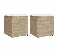 vidaXL Taburetes de jardín con Cojines 2 uds Beige 40x40x43 cm, Asiento de jardín, Asientos al Aire Libre, Taburete de Cubo, Asientos de jardín