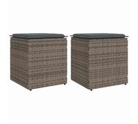 vidaXL Taburetes de jardín con Cojines 2 uds Gris 40x40x43 cm, Asiento de jardín, Asientos al Aire Libre, Taburete de Cubo, Asientos de jardín