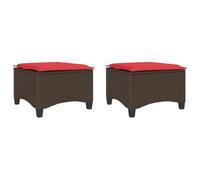 vidaXL Taburetes de jardín con Cojines 2 uds marrón 55x55x36 cm, Asiento de jardín, Asientos al Aire Libre, Taburete Cubo, Asientos de jardín