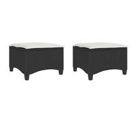 vidaXL Taburetes de jardín con Cojines 2 uds Negro 55x55x36 cm, Asiento de jardín, Asientos al Aire Libre, Taburete Cubo, Asientos de jardín