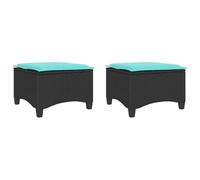 vidaXL Taburetes de jardín con Cojines 2 uds Negro 55x55x36 cm, Asiento de jardín, Asientos al Aire Libre, Taburete Cubo, Asientos de jardín