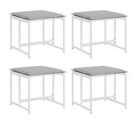 vidaXL Taburetes de jardín con Cojines 4 uds Acero y textilene Blanco, Asiento de jardín, Asientos al Aire Libre, Taburete Cubo, Asientos de jardín