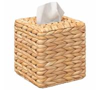 vidaXL Tapa de caja de pañuelos, 2 unidades, jacinto de agua de 14,5 x 14,5 x 15 cm, salón, caja de pañuelos vintage, elegante soporte de jacinto de agua, decoración ligera, acento acogedor y rústico