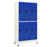 vidaXL Taquilla Armario Casillero Escuela Libros Archivos Almacenamiento Oficina Archivador Habitación de Acero Gris y Azul 90x45x180 cm