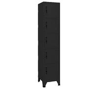 vidaXL Taquilla Armario Casillero Escuela Libros Archivos Almacenamiento Oficina Archivador Habitación de Acero Negro 38x40x180 cm