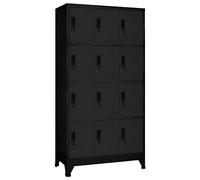 vidaXL Taquilla Armario Casillero Escuela Libros Archivos Almacenamiento Oficina Archivador Habitación de Acero Negro 90x45x180 cm
