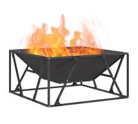 vidaXL Hoguera Negro 80 x 80 x 40 cm Acero, Hogar Elegante, fogón de jardín y terraza, diseño Moderno, Acero Cuadrado, solución portátil para Calentar al Aire Libre