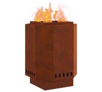 vidaXL Hoguera Sin Humo Marrón 38 x 38 x 51 cm Acero autopatinable, Hogar Moderno, Calentador Resistente para Patio, Chimenea de Jardín, Punto de Encuentro Social