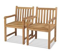 vidaXL Teca 2X Sillas de Jardín 58x60x90 cm Banco Asiento Mueble Patio Terraza