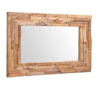 vidaXL Teca Espejo Decorativo 90x60 Rectangular Madera Decoración Adorno Pared